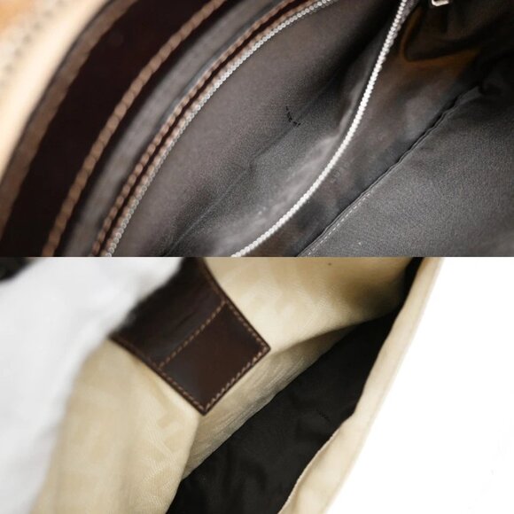 FENDI Logo Zucca Pattern Shoulder Bag Canvas Leather Beige SHW Italy 358-082025 - Picture 11 of 16